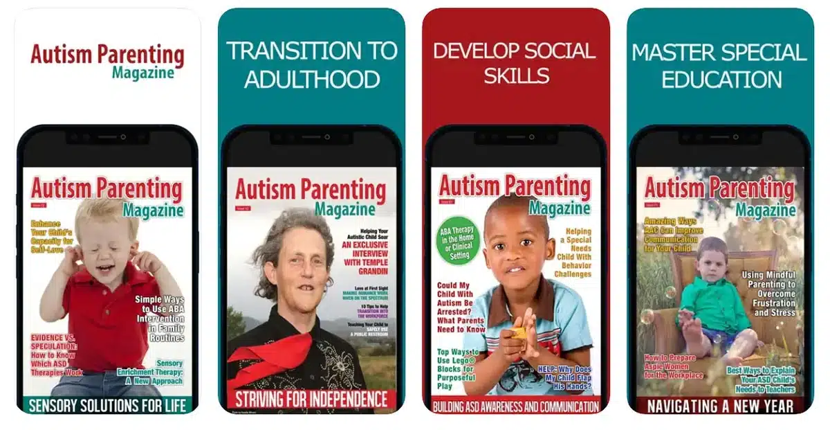 Autism Parenting Magazine app screenshots.