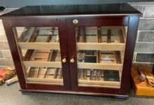 Countertop display humidor filled with cigars