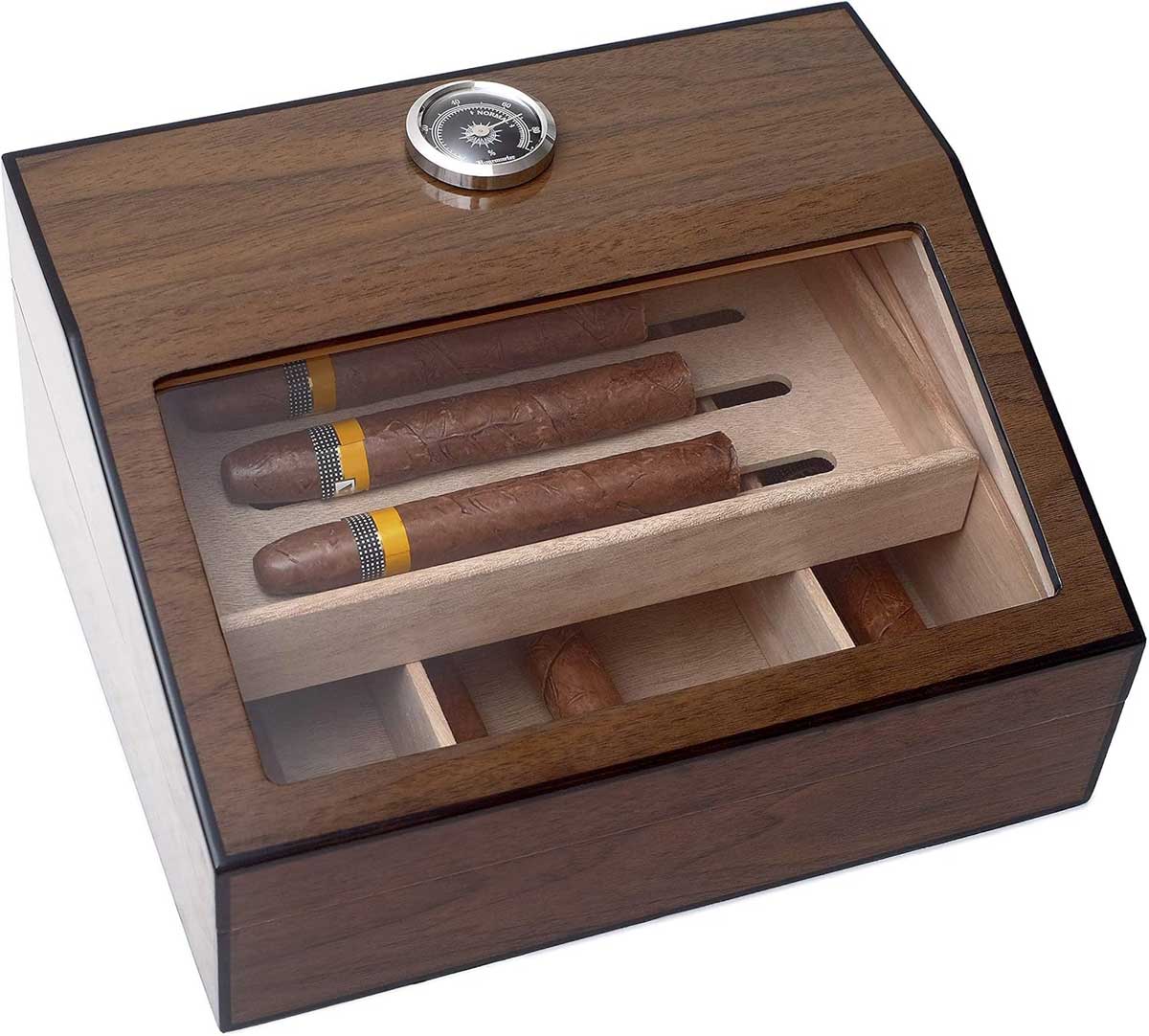 Cubana cigar humidor made of wood and glass - 50 cigar capacity