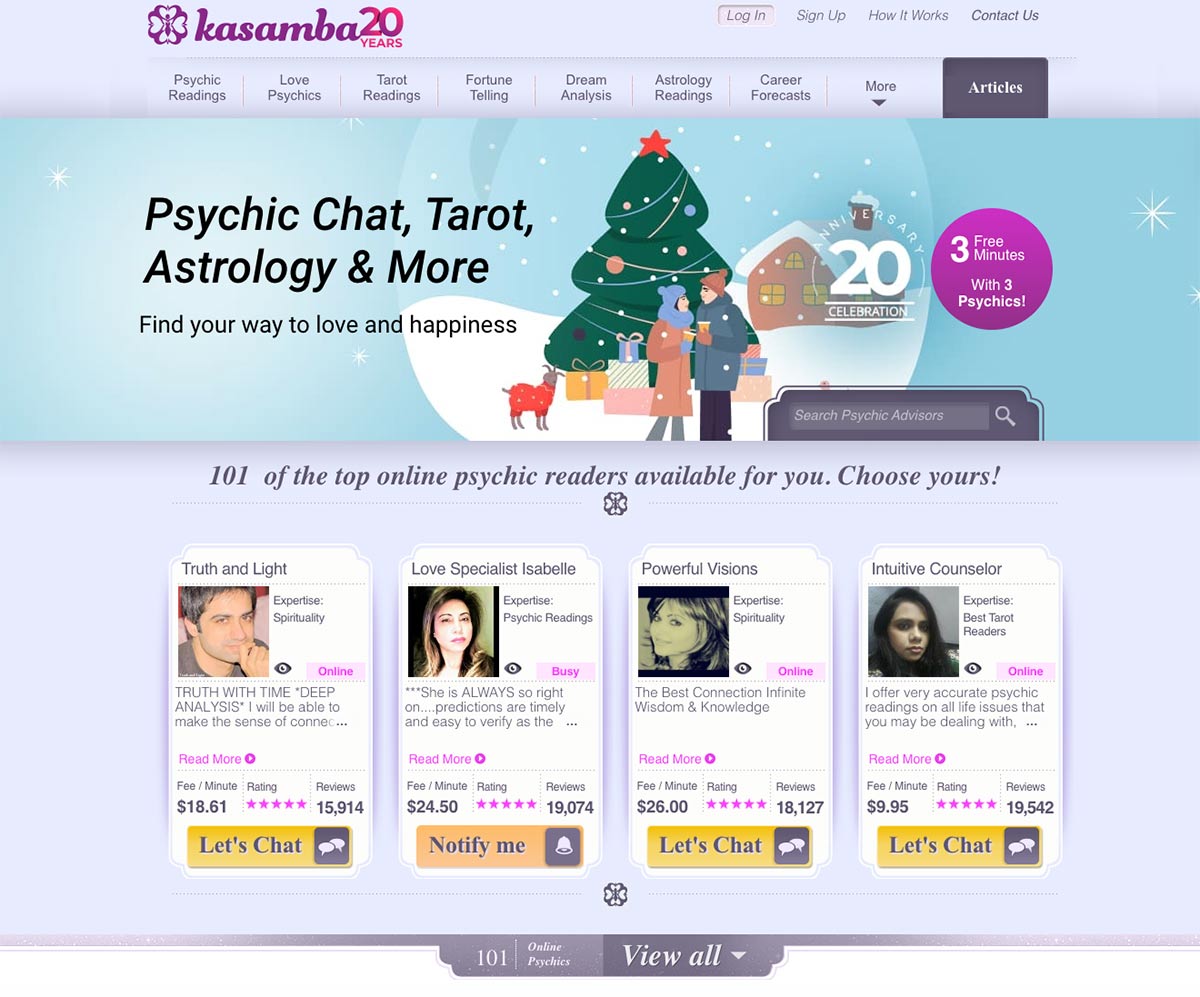 Kasamba Online Psychic website screenshot