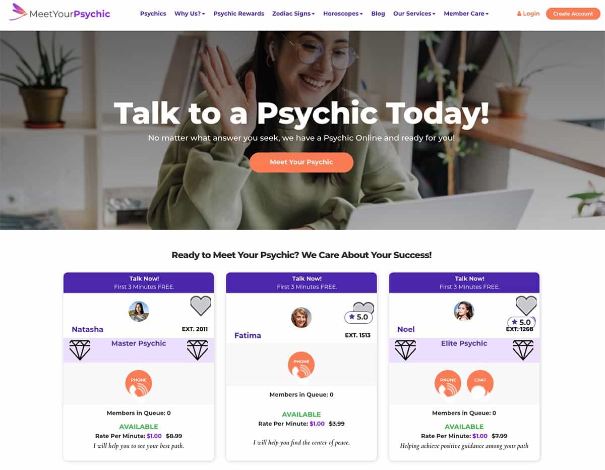 Meet Your Psychic Online - website screenshot