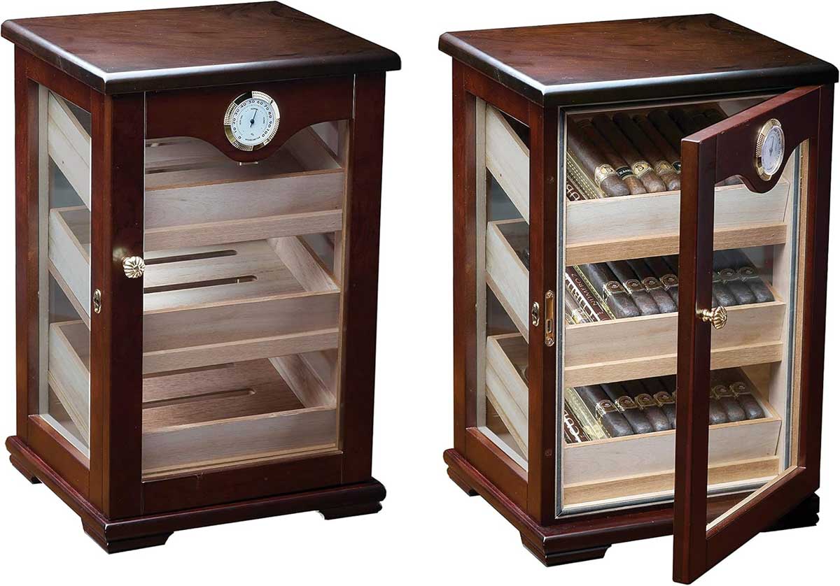 Prestige Import countertop wooden glass display humidor (125 cigar capacity)