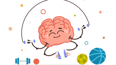 Cartoon of a brain jumping rope