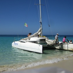 Catamaran Sailboat in Roatan Honduras