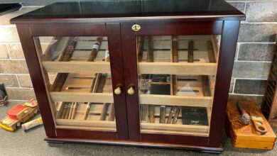 Countertop display humidor filled with cigars