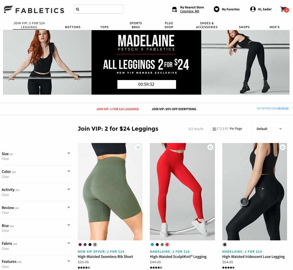 Fabletics 2 for $24 pants