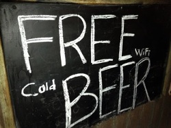 Free Beer Sign on Chalkboard