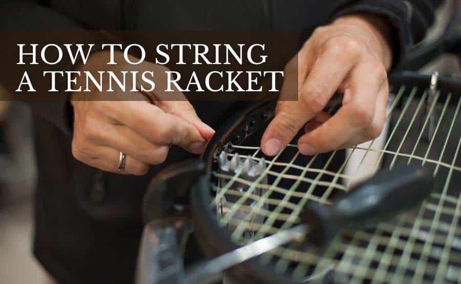 Stringing Machine. Close up of tennis stringer hands doing racket stringing in his workshop (Caption: How To String a Tennis Racket)