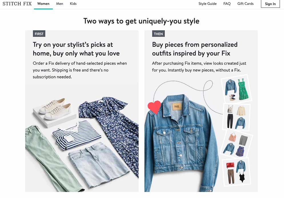 Stitch Fix homepage